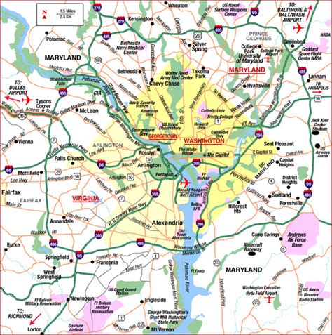 Washington D.C. area highways map. Highways map of Washington D.C. area ...