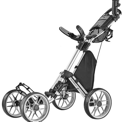 CaddyTek 4 Wheel Golf Push Cart - Caddycruiser One Version 8 1-Click Folding Trolley ...