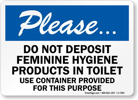 Do Not Deposit Hygiene Products in Toilet Use Container Sign, SKU: S-7359