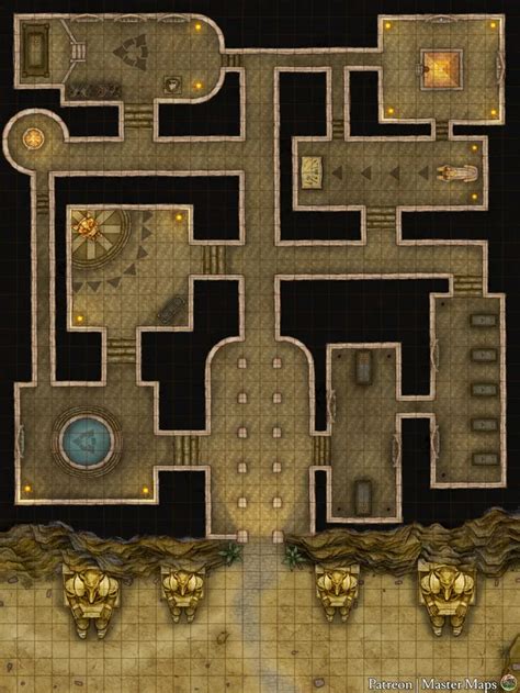 Desert Temple [battlemap] [30x40] : battlemaps in 2021 | Dungeon maps, Fantasy map, Dnd world map