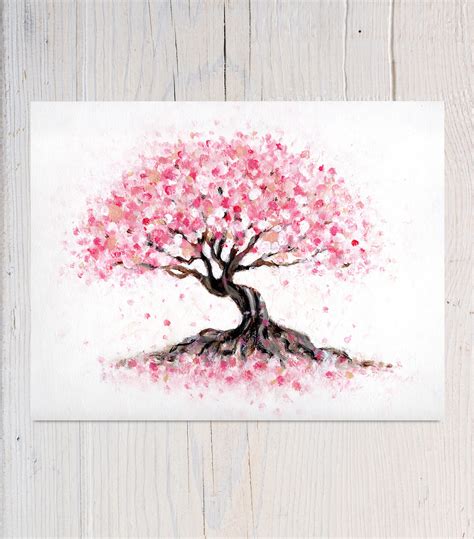 Cherry blossom tree canvas original painting on stretched box | Etsy