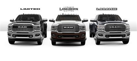 From Left to Right: Ram 3500 Limited, Ram 3500 Laramie Longhorn, Ram ...