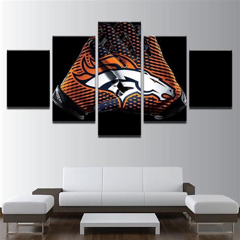 Denver Broncos NFL Football 5 Panel Canvas Wall Art Home Decor | Wall prints