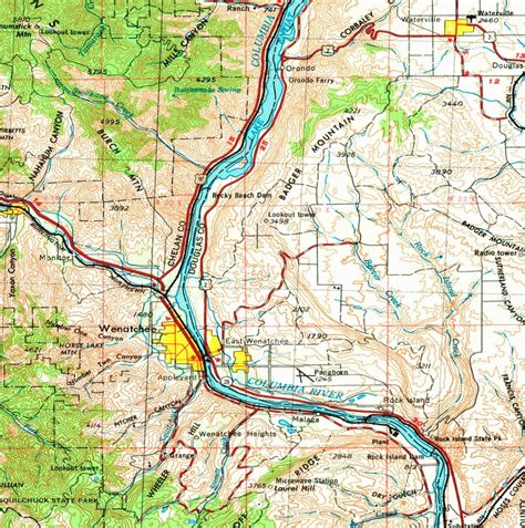 Wenatchee WA Topographic Map 1957 24 X 36 - Etsy