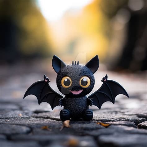 Cute toy Halloween bat sitting on asphalt by Coolarts223 on DeviantArt