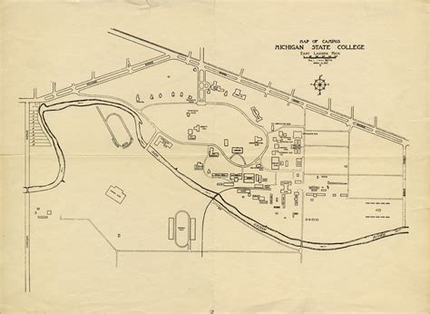 On the Banks of the Red Cedar| Map of MSU campus and buildings, 1927