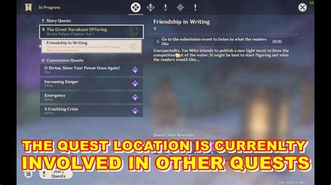 The Quest location is curently involved in other quests | Genshin ...