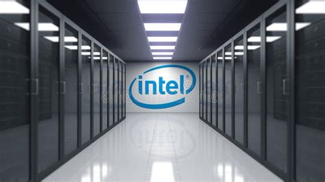 Intel Corporation Logo on the Wall of the Server Room. Editorial 3D Rendering Editorial Image ...