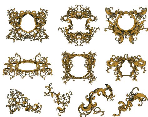 Golden vintage ornate frames set vector | Free download