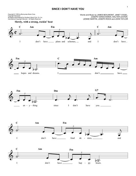 Since I Don't Have You | Sheet Music Direct