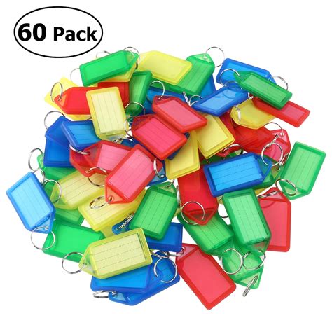 60pcs Multi color Plastic Key Fobs Luggage ID Tags Labels with Key Rings (Random Color)-in Key ...