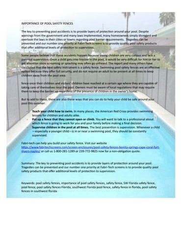 Importance of pool safety fences by Fabri-Tech - Issuu