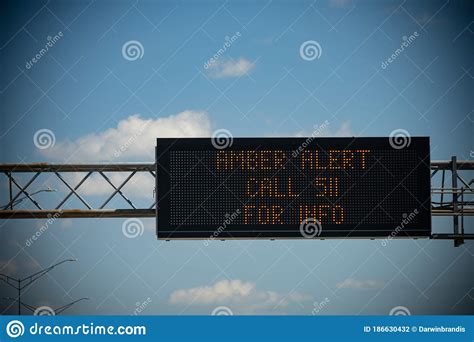 Amber Alert Highway Sign stock photo. Image of missing - 186630432