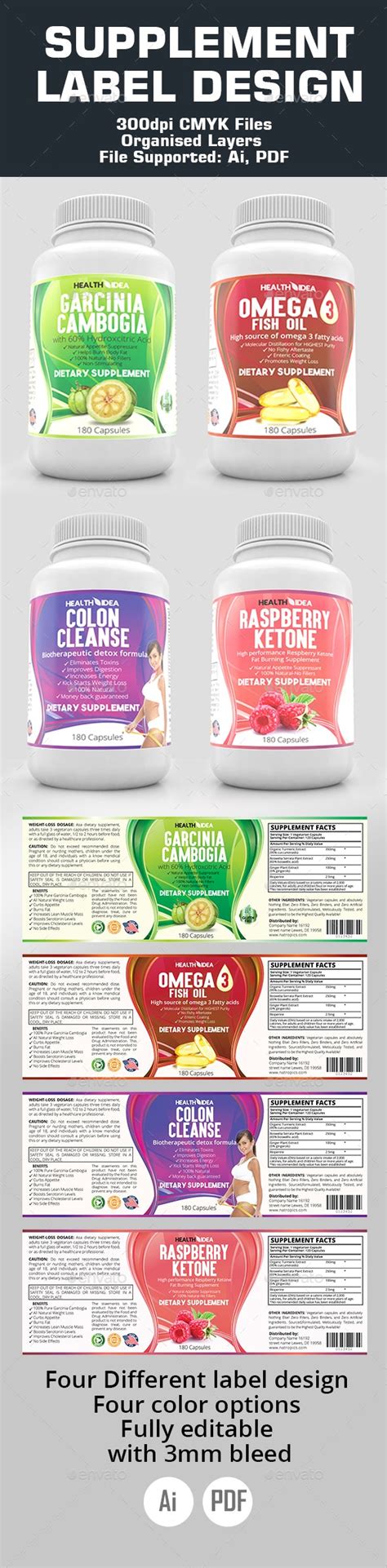 Supplement Label Templates by jumpingideas | GraphicRiver