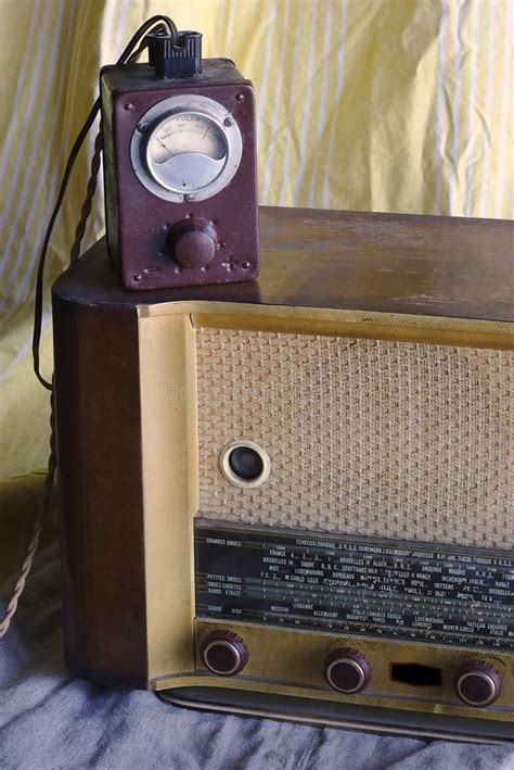 Vintage Radio Set TSF in Wood and Power Supply Stock Image - Image of ...