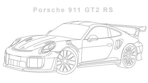 How to Create Digital Drawing Porsche 911 GT2 RS 2018 Illustrator - YouTube