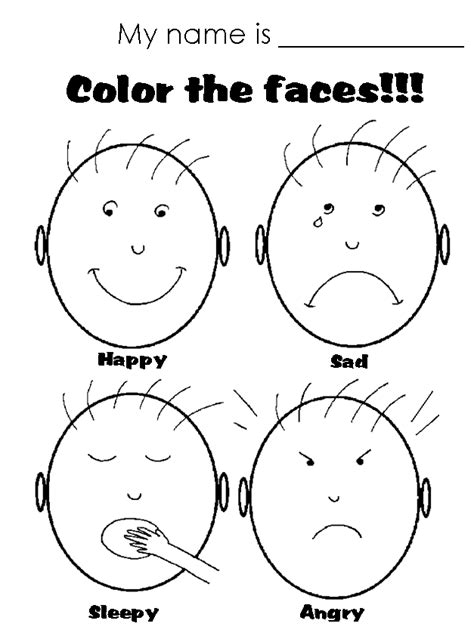 Unique Happy Sad Angry Scared Faces Dental Coloring Pages Printable