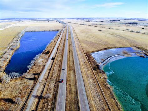 Interstate 80 in Nebraska. Not a hill in sight! : r/drones