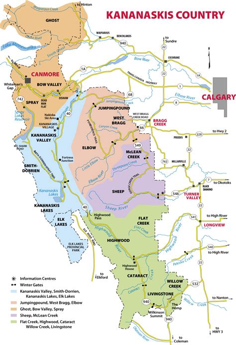 Map of Kananaskis Country in the Canadian Rockies