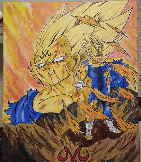 Majin Vegeta Final Explosion tribute- by Brannon Haller | Dragon ball z, Painting, Starbucks ...