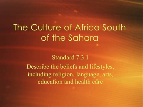 Culture Of Sub Saharan Africa