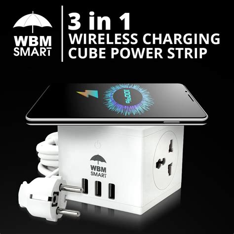 3 In 1 Wireless Cube Power Strip | WBM Smart