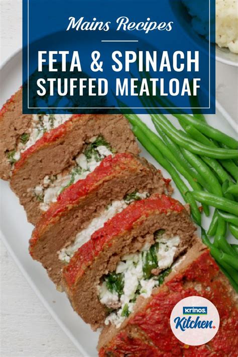 Feta & Spinach Stuffed Meatloaf - Krinos | Recipe | Spinach meatloaf ...