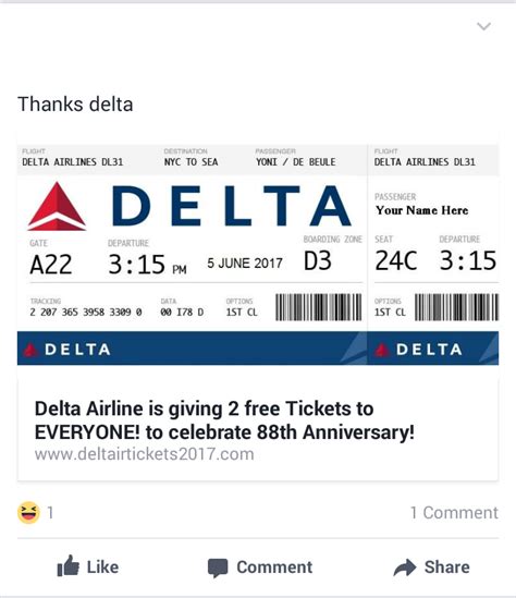 Delta Air Lines is not giving away 2 free tickets to celebrate ...