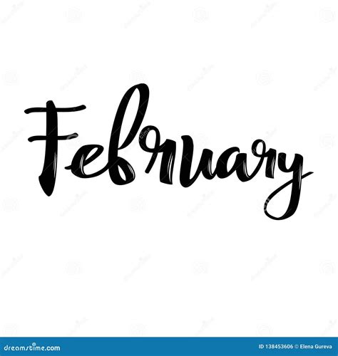 February Month Name. Handwritten Calligraphic Word. Bold Font. Stock Vector - Illustration of ...