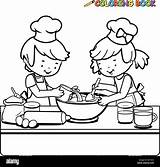 Children Cooking coloring Book Page Stock Vector Image & Art  Alamy sketch template