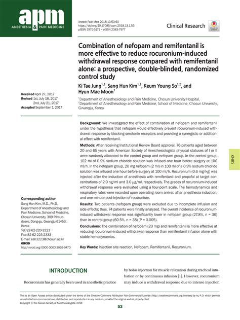 (PDF) Combination of nefopam and remifentanil is more effective to reduce rocuronium-induced ...