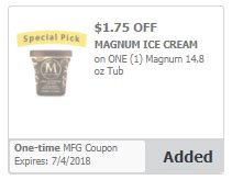 Magnum Ice Cream Coupons - Pay as Low as $0.24 - Super Safeway