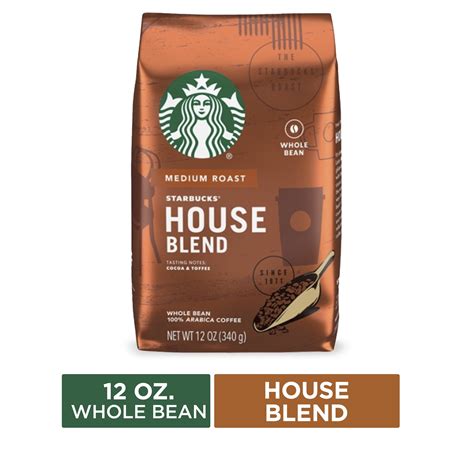 Starbucks Medium Roast Whole Bean Coffee — House Blend — 1 bag (12 oz ...