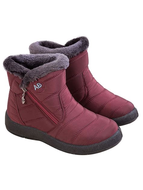 Luxur - Women's Waterproof Winter Snow Boots Ladies Fur Lined Warm Slip On Ankle Booties ...