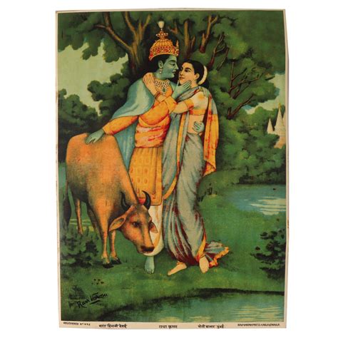 Photo Print Of Krishna Embracing Radha By Raja Ravi Varma