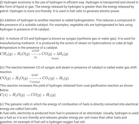 Explain following terms.(i) Hydrogen economy(ii) Hydrogenation(iii) Syngas(iv) Water - gas shift ...