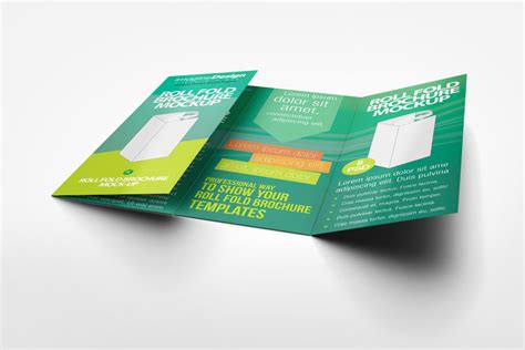 Roll Fold Brochure Mockup by idesignstudio.net