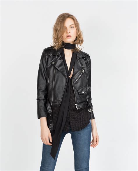 Zara Faux Leather Jacket in Black | Lyst