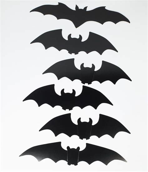 Black Bat Silhouette Paper Cutouts Set in 2020 | Bat silhouette ...