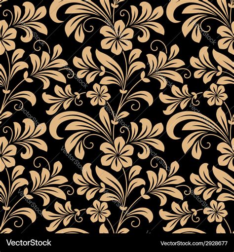 Floral seamless pattern with gold flowers Vector Image