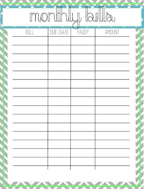 Printable Monthly Bill Log | Organizing monthly bills, Paying bills, Bills printable