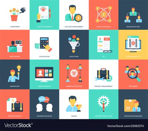 Project management flat icons collection Vector Image