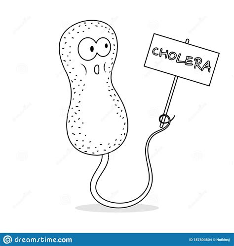 Cholera Disease Cell Vector Cartoon Colorless Stock Vector - Illustration of parasite, black ...