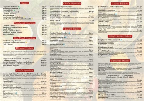 Taste Of India Rosyth Dunfermline's full menu online