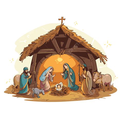 Free Nativity Scene Vector, Sticker Clipart Christmas Nativity Scene ...