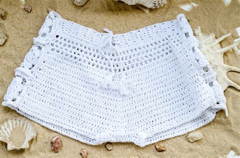 Crochet Beach Shorts, Lace Summer Beach Shorts, White Shorts, Cotton ...