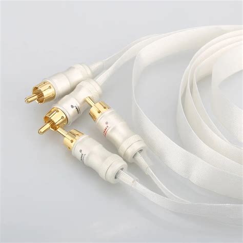 Hifi silver plated cable Blue white Heven king snake Gold Plated RCA ...