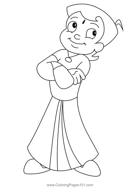 Standing Chhota Bheem Coloring Page for Kids - Free Chhota Bheem Printable Coloring Pages Online ...