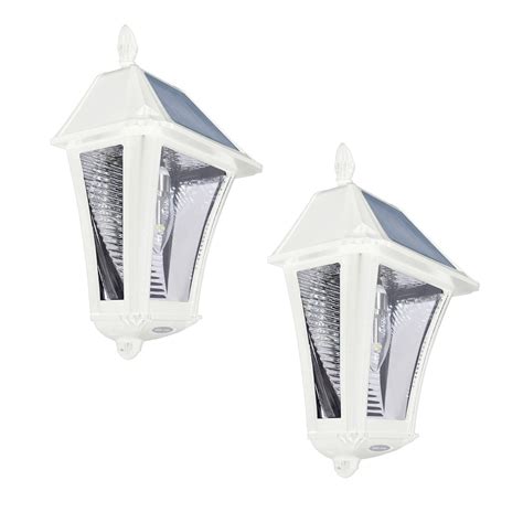 Gama Sonic Baytown II Bulb 2-Light White Resin Solar Outdoor Wall Sconce (2-Pack) | The Home ...