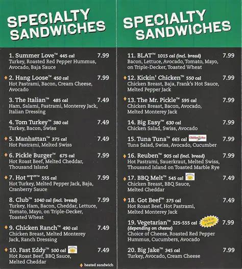 Mr. Pickle’s Sandwich Shop Menu - Urbanspoon/Zomato